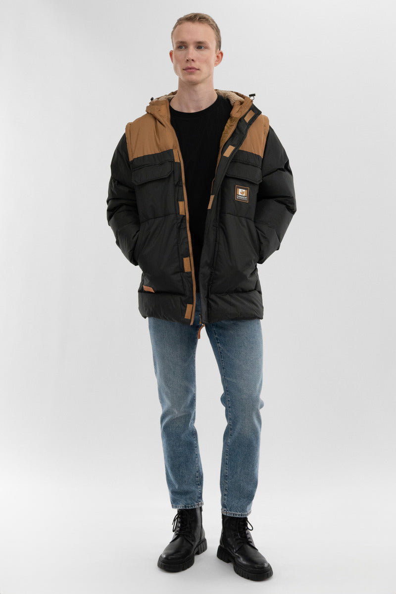Removable Sleeve Parka Jacket - Black