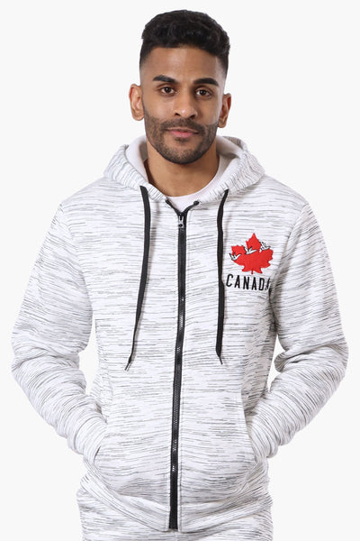 Canada Weather Gear Patterned Zip Up Hoodie - White - Mens Hoodies & Sweatshirts - Canada Weather Gear