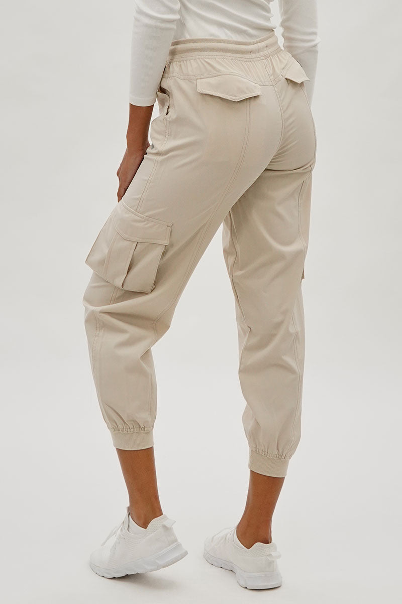 Canada Weather Gear Tie Waist Cargo Joggers - Beige - Womens Joggers & Sweatpants - Canada Weather Gear
