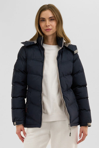 Canada Weather Gear Chevron Bubble Bomber Jacket - Navy - Womens Bomber Jackets - Canada Weather Gear