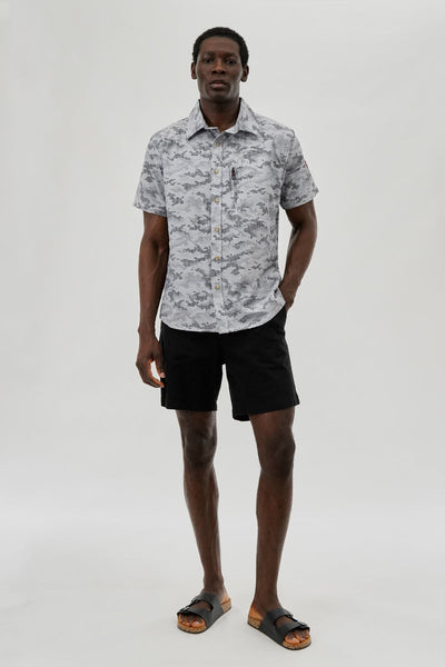 Canada Weather Gear Digi Camo Print Button Up Casual Shirt - Grey - Mens Casual Shirts - International Clothiers