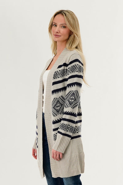 Canada Weather Gear Fair Isle Print Cardigan - Grey - Womens Cardigans - Canada Weather Gear
