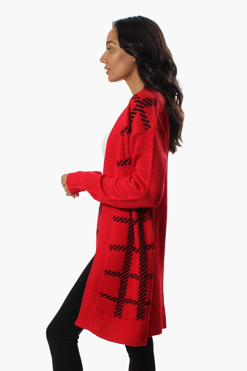 Canada Weather Gear Plaid Open Cardigan - Red - Womens Cardigans - Canada Weather Gear