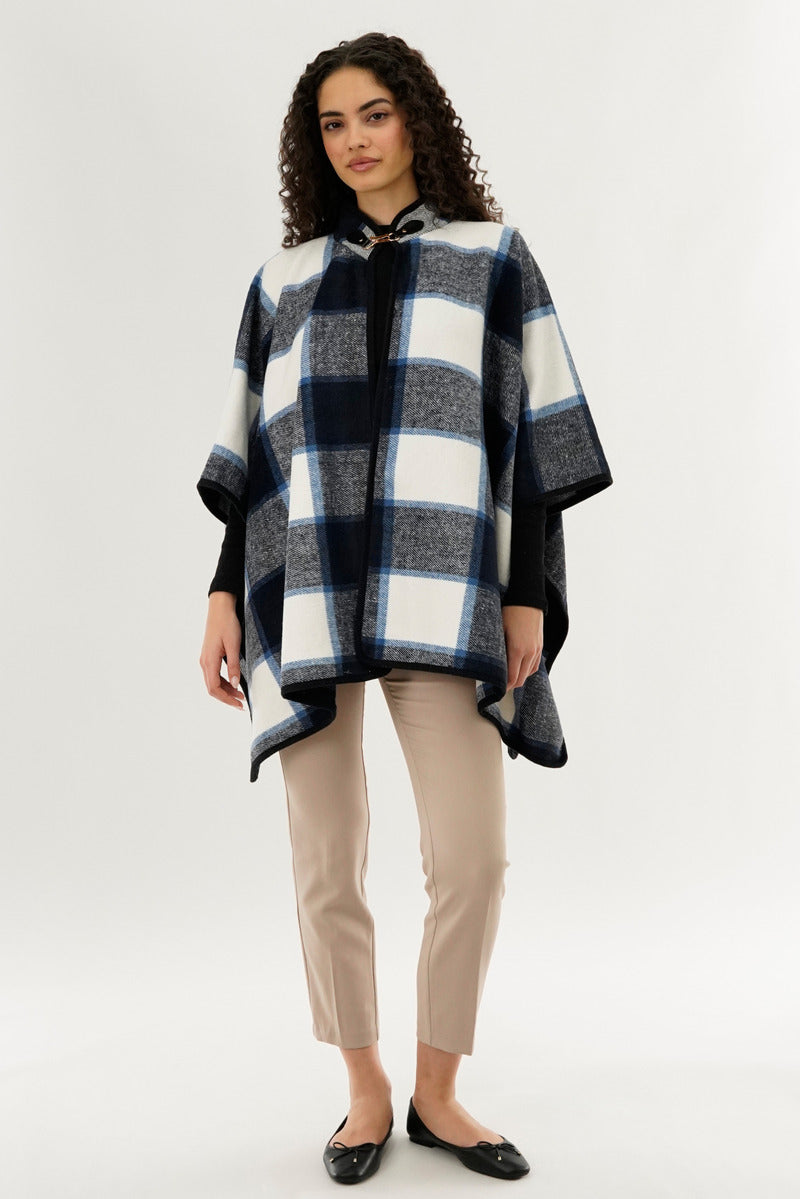 Canada Weather Gear Plaid Poncho - Blue - Womens Ponchos - Canada Weather Gear