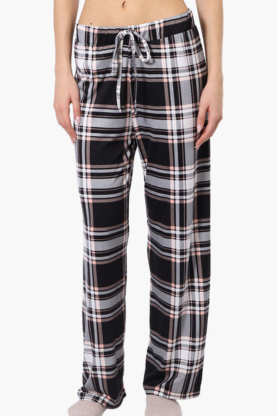 Canada Weather Gear Plaid Wide Leg Pajama Bottoms - Black - Womens Pajamas - Fairweather