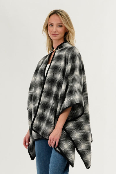 Canada Weather Gear Plaid Poncho - Grey - Womens Ponchos - Canada Weather Gear
