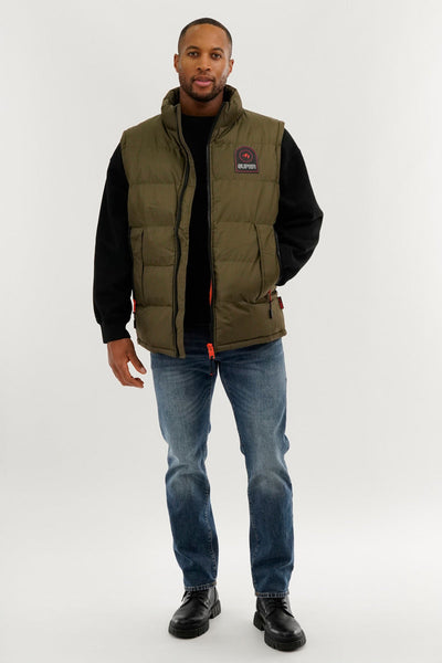 Super Triple Goose Double Pocket Bubble Vest - Olive - Mens Vests - Canada Weather Gear