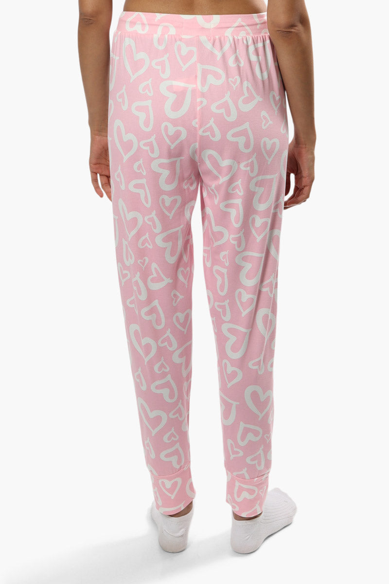 Cuddly Canuckies Heart Print Pajama Pants - Pink - Womens Pajamas - Canada Weather Gear