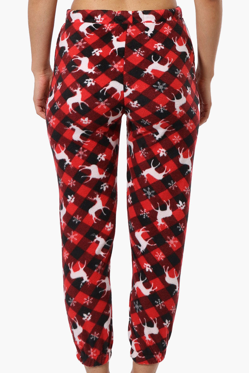 Canada Weather Gear Plaid Reindeer Pattern Fleece Pajama Bottoms - Red - Womens Pajamas - Canada Weather Gear