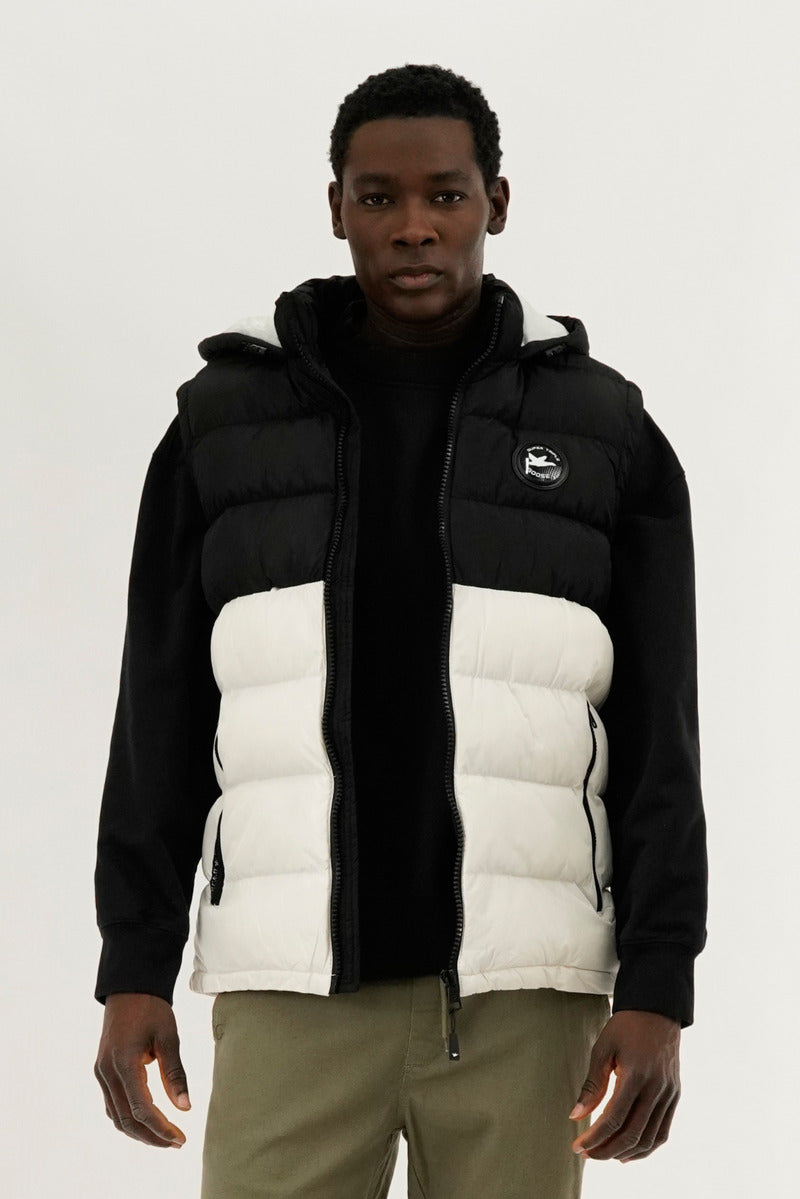 Super Triple Goose Colour Block Hooded Vest - White - Mens Vests - Canada Weather Gear