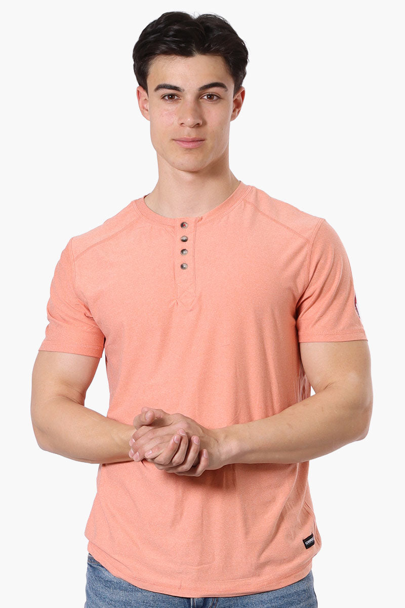 Canada Weather Gear Basic Henley Tee - Pink - Mens Tees & Tank Tops - Canada Weather Gear