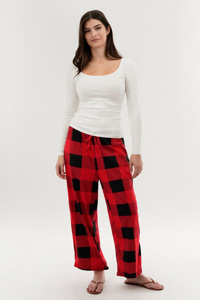 Canada Weather Gear Plaid Wide Leg Pajama Pants - Red - Womens Pajamas - Canada Weather Gear