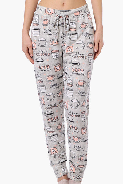 Canada Weather Gear Coffee Pattern Tie Waist Pajama Pants - White - Womens Pajamas - Canada Weather Gear