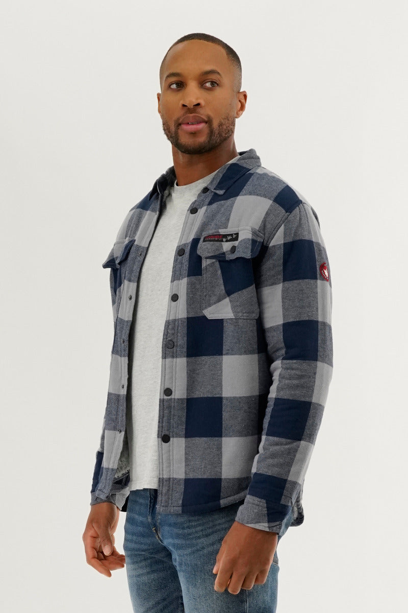 Canada Weather Gear Plaid Plush Lined Lightweight Jacket - Navy - Mens Lightweight Jackets - Canada Weather Gear