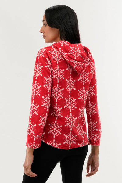 Canada Weather Gear Festive Print Hooded Pajama Top - Red - Womens Pajamas - Canada Weather Gear