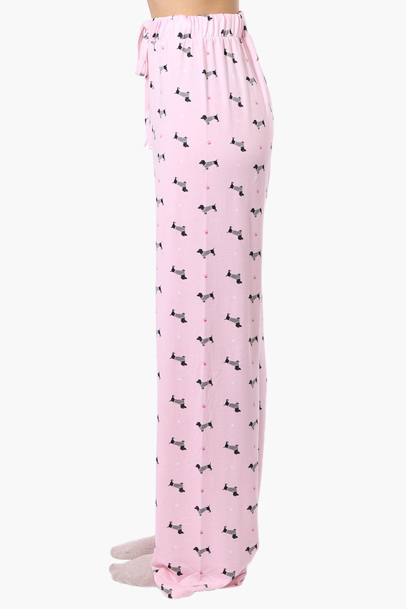 Canada Weather Gear Dachshund Pattern Wide Leg Pajama Pants - Pink - Womens Pajamas - Canada Weather Gear