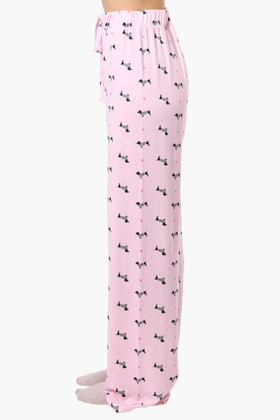 Canada Weather Gear Dachshund Pattern Wide Leg Pajama Pants - Pink - Womens Pajamas - Canada Weather Gear