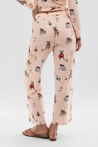 Canada Weather Gear Dog Print Wide Leg Pajama Pants - Blush - Womens Pajamas - Canada Weather Gear