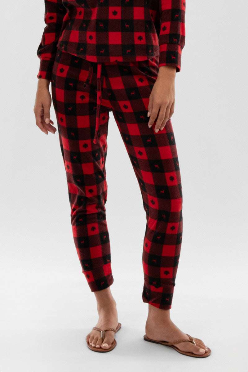 Canada Weather Gear Plaid Tie Waist Pajama Pants - Red - Womens Pajamas - Canada Weather Gear