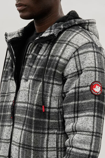 Canada Weather Gear Hooded Sherpa Lined Lightweight Jacket - Grey