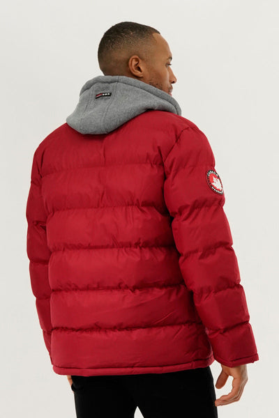 Canada Weather Gear Fleece Hood Puffer Bomber Jacket - Red - Mens Bomber Jackets - Canada Weather Gear