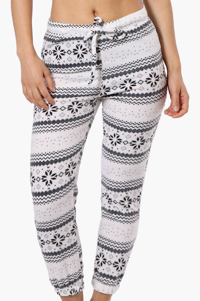 Canada Weather Gear Festive Pattern Fleece Pajama Bottoms - White - Womens Pajamas - Canada Weather Gear