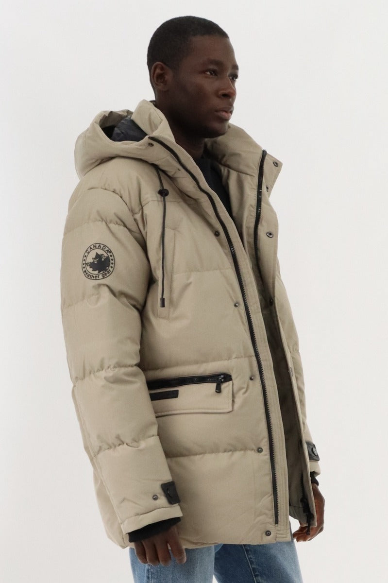 Canada Weather Gear Hip Length Parka Jacket - Taupe - Mens Parka Jackets - Canada Weather Gear