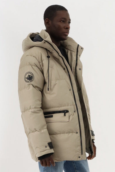 Canada Weather Gear Hip Length Parka Jacket - Taupe - Mens Parka Jackets - Canada Weather Gear