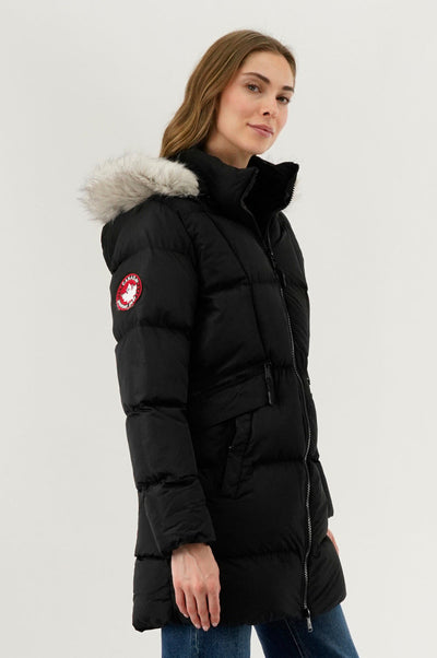 Canada Weather Gear Faux Fur Trim Puffer Parka Jacket - Black