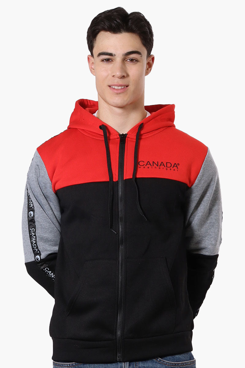 Canada Weather Gear Colour Block Sleeve Detail Hoodie - Red - Mens Hoodies & Sweatshirts - Canada Weather Gear