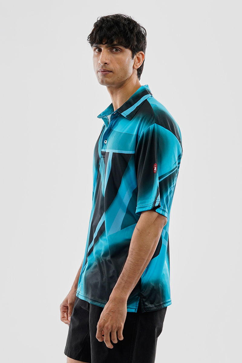 Canada Weather Gear Performance Abstract Geometric Print Polo Shirt - Blue - Mens Polo Shirts - Canada Weather Gear