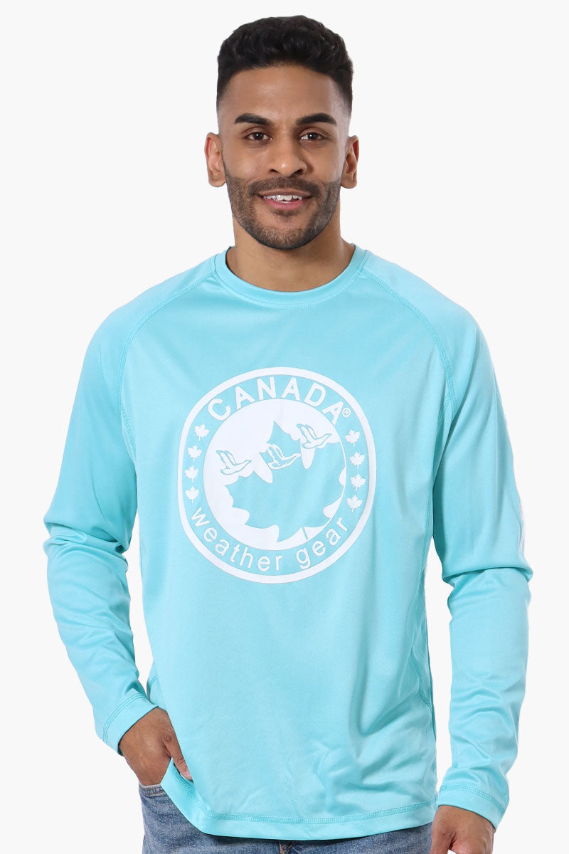 Canada Weather Gear Athletic Chest Logo Long Sleeve Top - Aqua - Mens Long Sleeve Tops - Canada Weather Gear