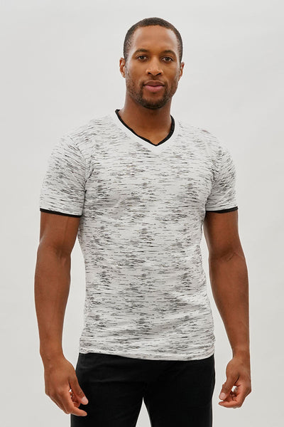 Canada Weather Gear Vintage Patterned V-Neck Tee - White - Mens Tees & Tank Tops - Canada Weather Gear