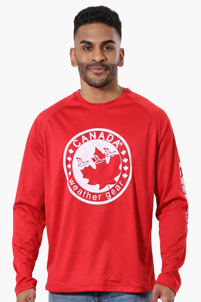 Canada Weather Gear Athletic Chest Logo Long Sleeve Top - Red - Mens Long Sleeve Tops - Canada Weather Gear