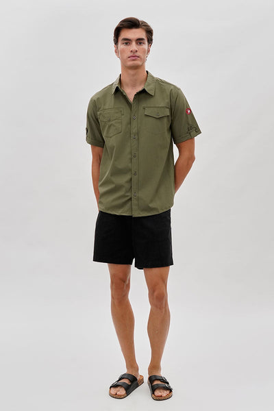 Canada Weather Gear Utility Short Sleeve Casual Shirt - Olive - Mens Casual Shirts - Canada Weather Gear