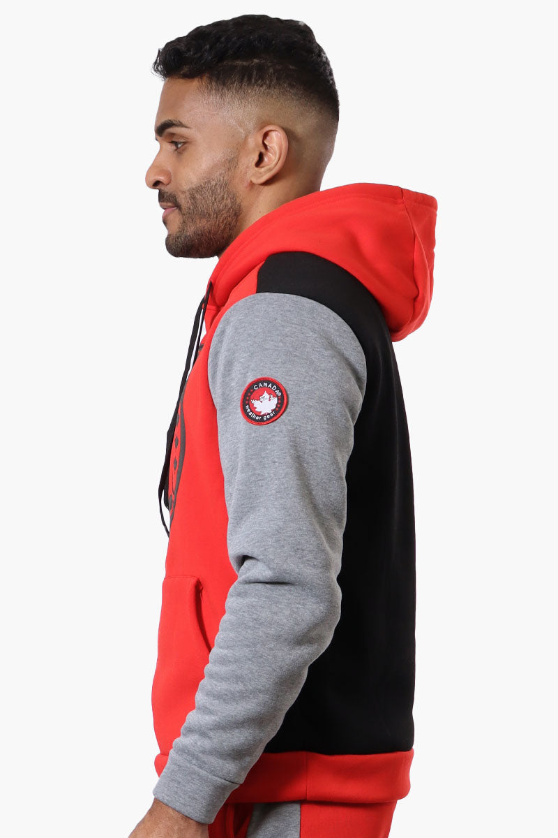 Canada Weather Gear Colour Block Chest Logo Hoodie - Red - Mens Hoodies & Sweatshirts - Canada Weather Gear