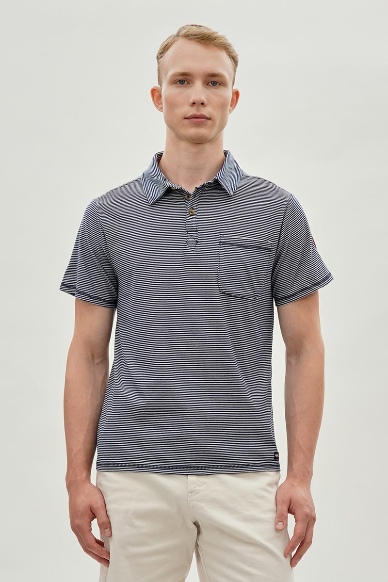 Canada Weather Gear Striped Polo Shirt - Navy