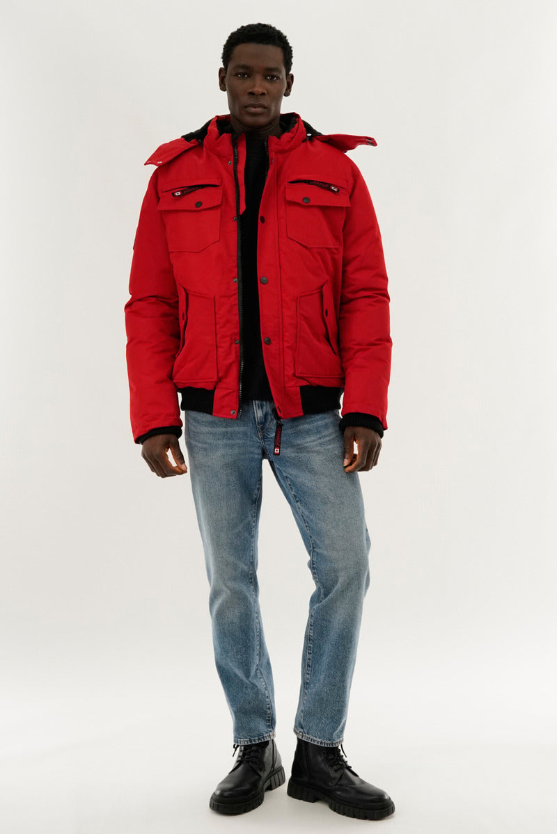 Puffer Bomber Jacket - Red