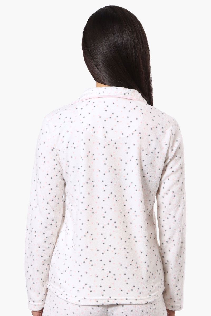 Canada Weather Gear Button Down Dotted Pattern Pajama Top - White - Womens Pajamas - Canada Weather Gear