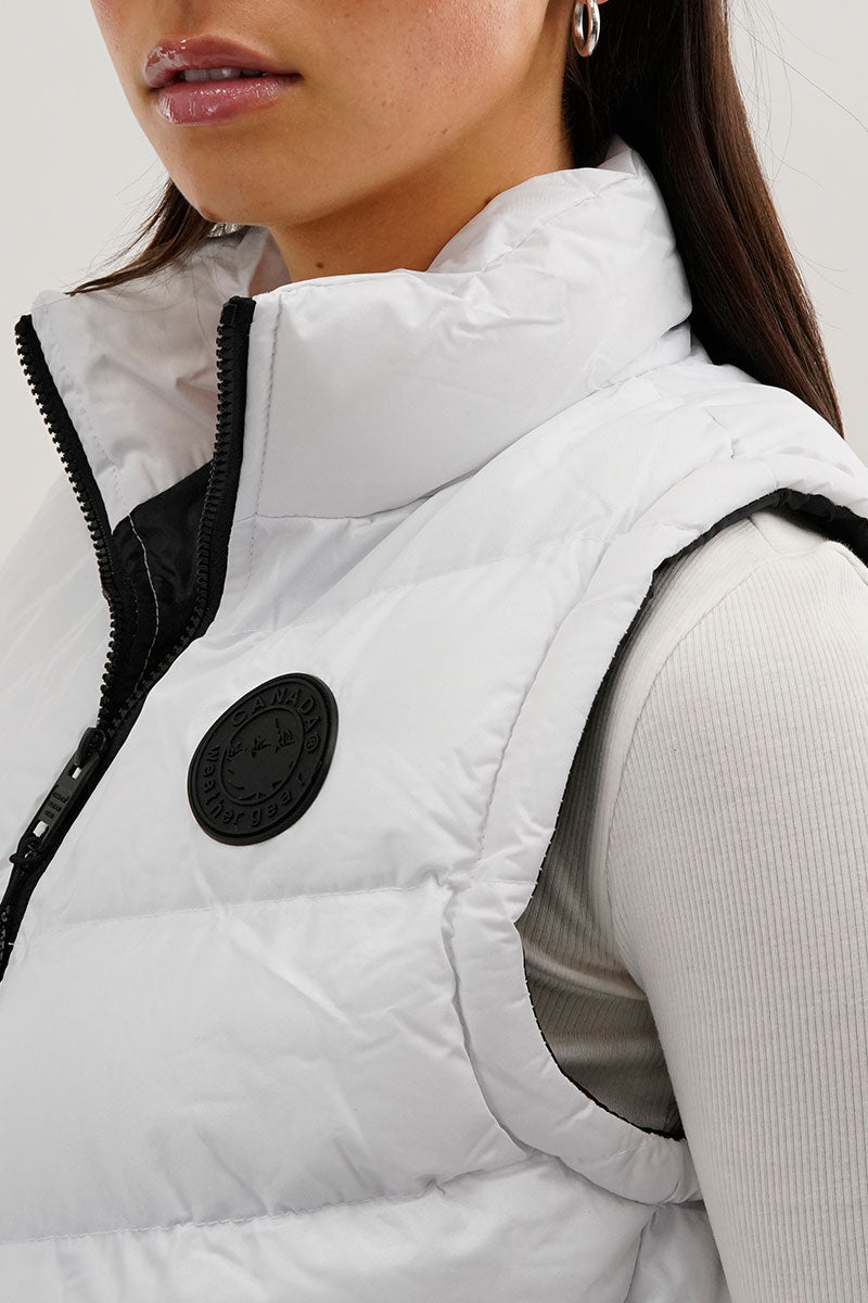 Canada Weather Gear Chevron Puffer Vest - White - Womens Vests - Canada Weather Gear