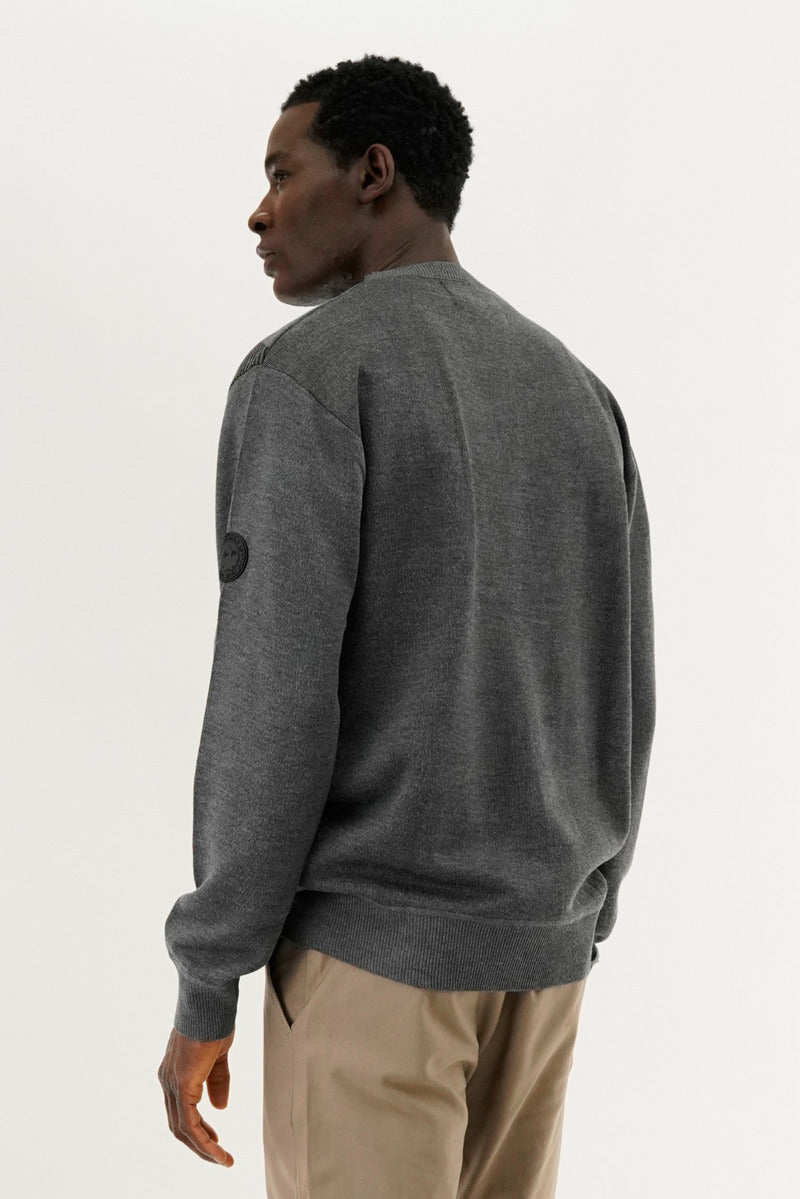 Canada Weather Gear Patterned Crewneck Pullover Sweater - Grey - Mens Pullover Sweaters - Canada Weather Gear