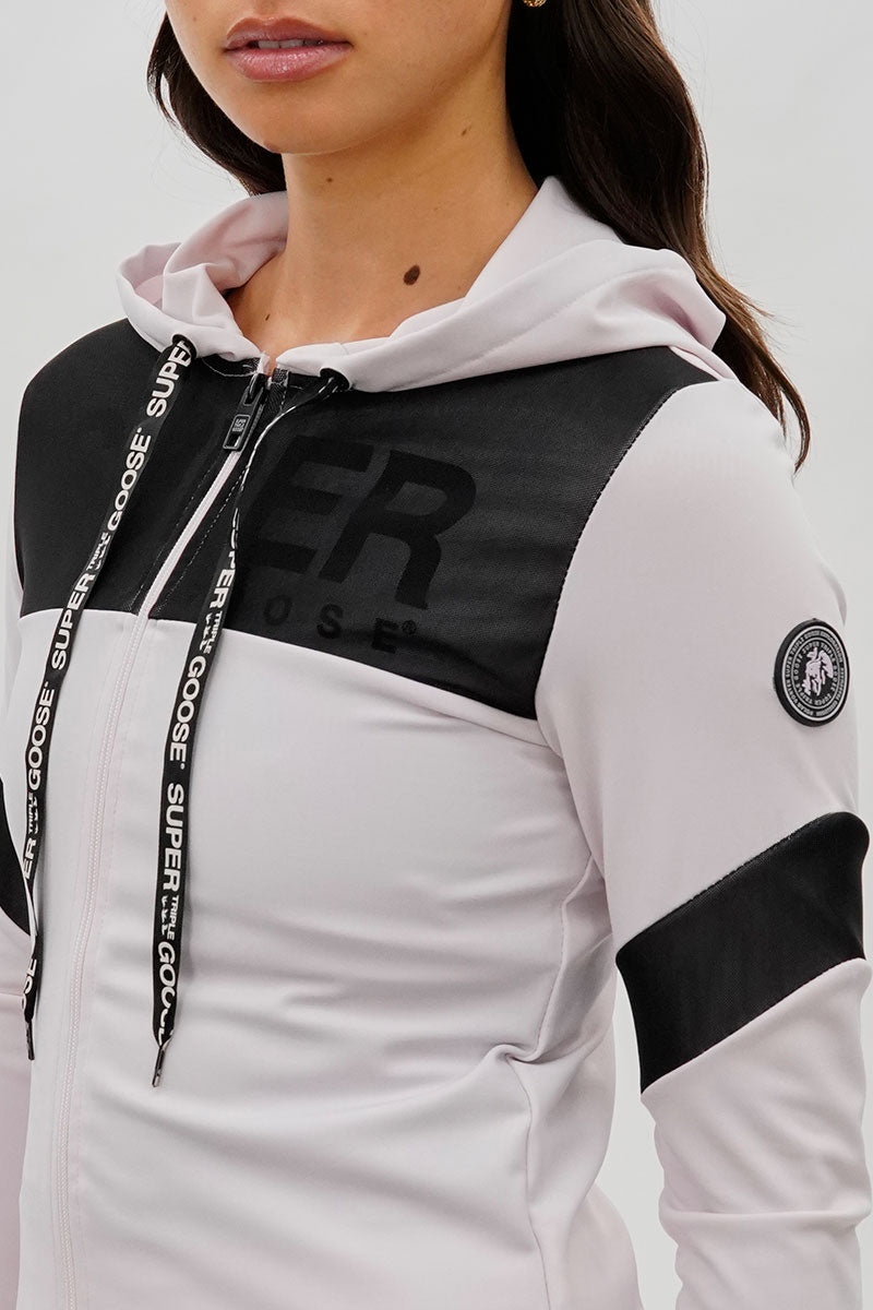 Super Triple Goose Zip Up Mesh Detail Hoodie - Blush - Womens Hoodies & Sweatshirts - Canada Weather Gear