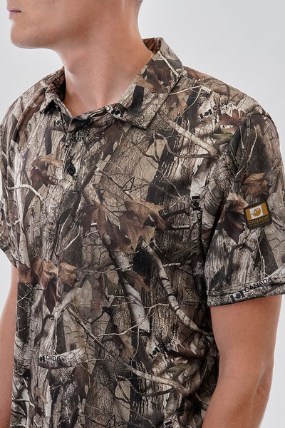 Canada Work Gear Camo Print Collared Polo Shirt - Beige - Mens Polo Shirts - Canada Weather Gear