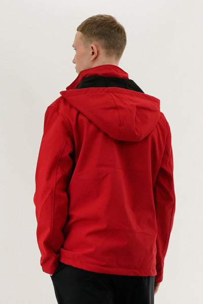 Canada Weather Gear Soft Shell Hooded Lightweight Jacket - Red - Mens Lightweight Jackets - Canada Weather Gear