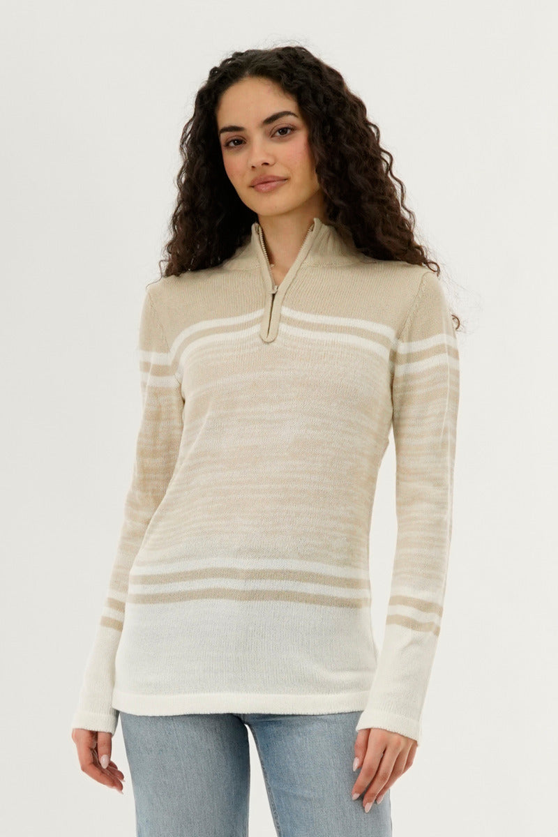 Canada Weather Gear Half Zip Pullover Sweater - Beige - Womens Pullover Sweaters - Canada Weather Gear