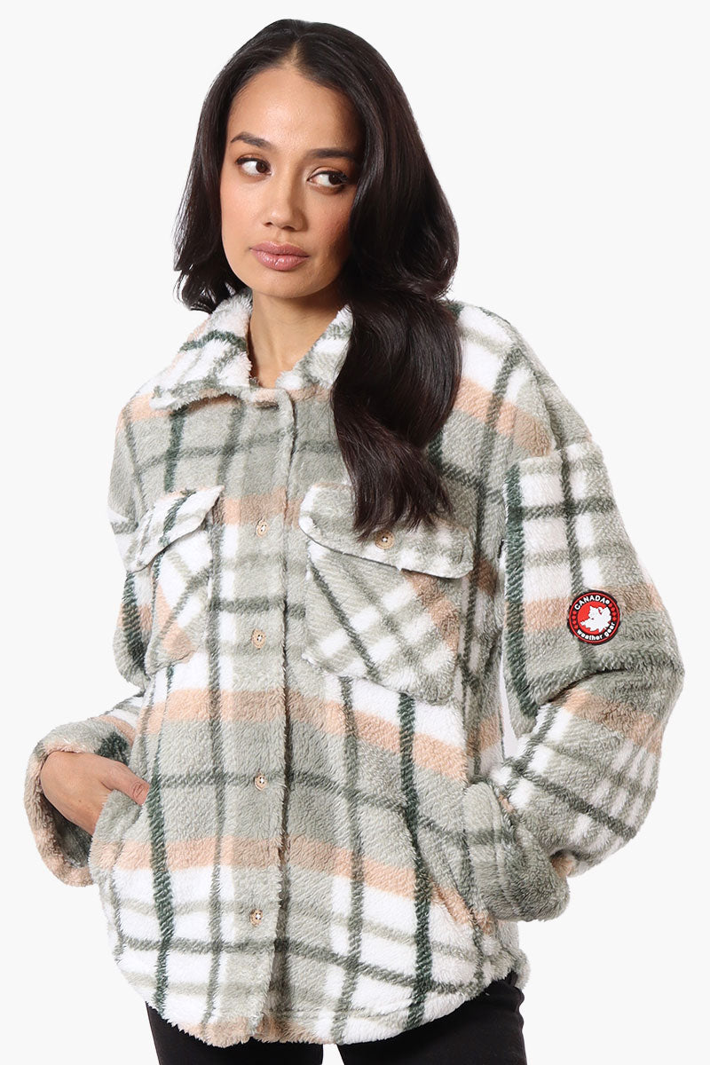 Canada Weather Gear Plush Plaid Lightweight Jacket - Olive - Womens Lightweight Jackets - Canada Weather Gear