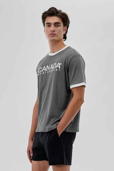 Canada Weather Gear Classic Ringer Tee - Grey - Mens Tees & Tank Tops - Canada Weather Gear