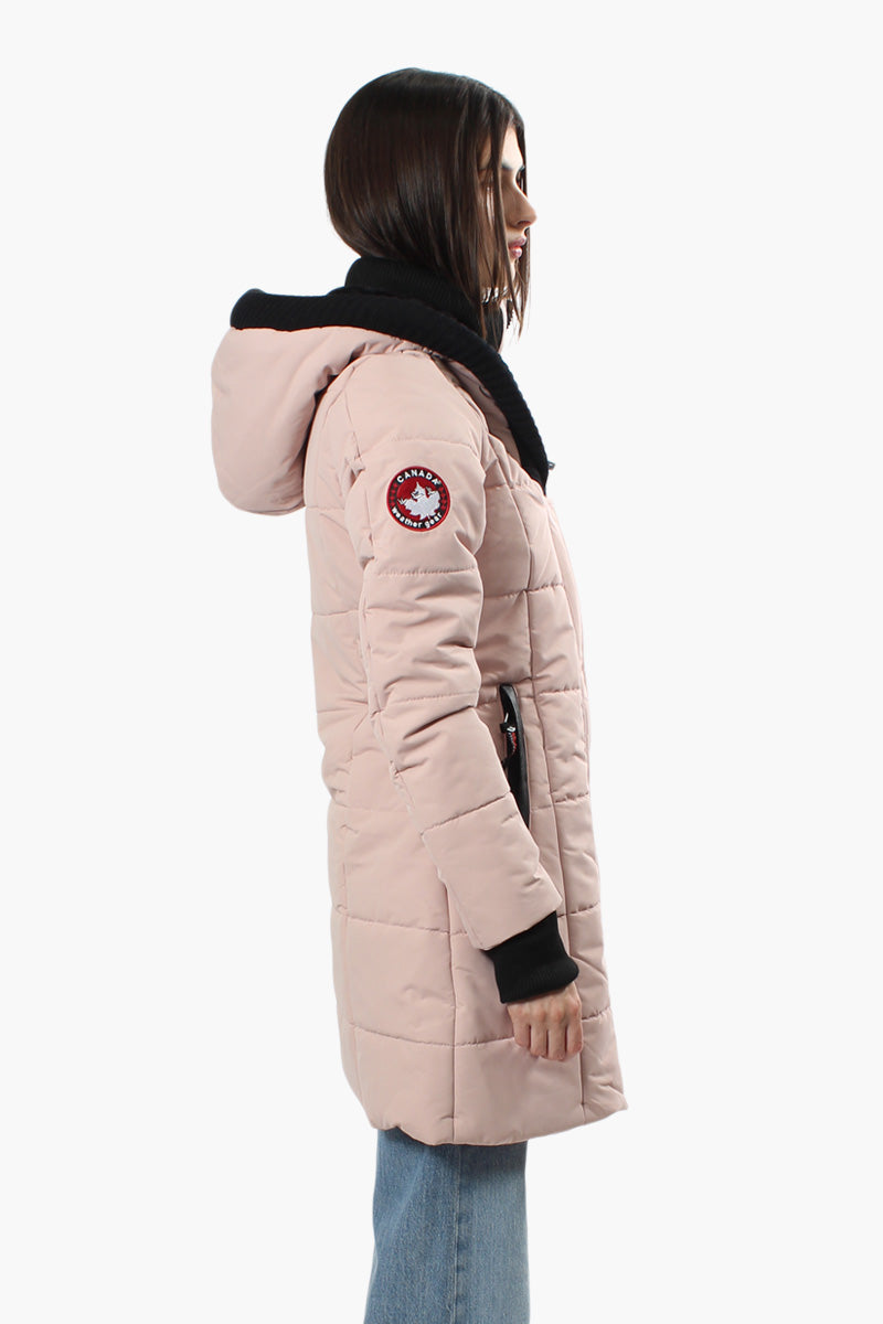 Canada Weather Gear Solid Ribbed Hood Parka Jacket - Pink - Womens Parka Jackets - Canada Weather Gear