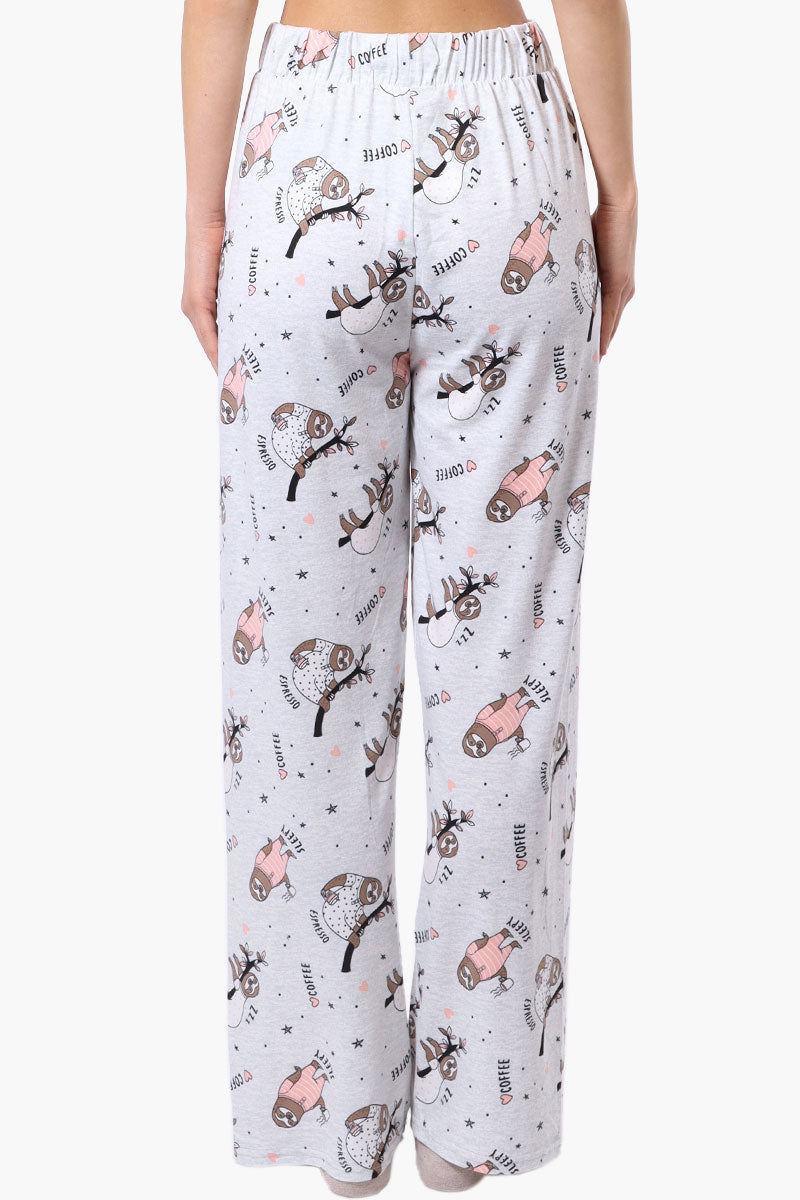 Canada Weather Gear Sloth Pattern Wide Leg Pajama Pants - Grey - Womens Pajamas - Canada Weather Gear