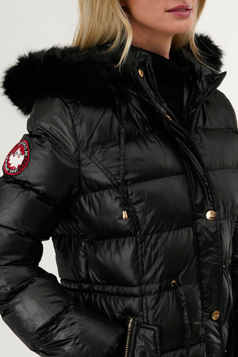 Canada Weather Gear Tie Waist Puffer Parka Jacket - Black - Womens Parka Jackets - Canada Weather Gear